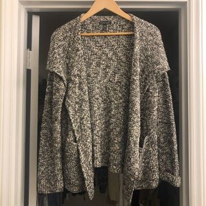 Eileen Fisher Black and White Marled Cardigan
